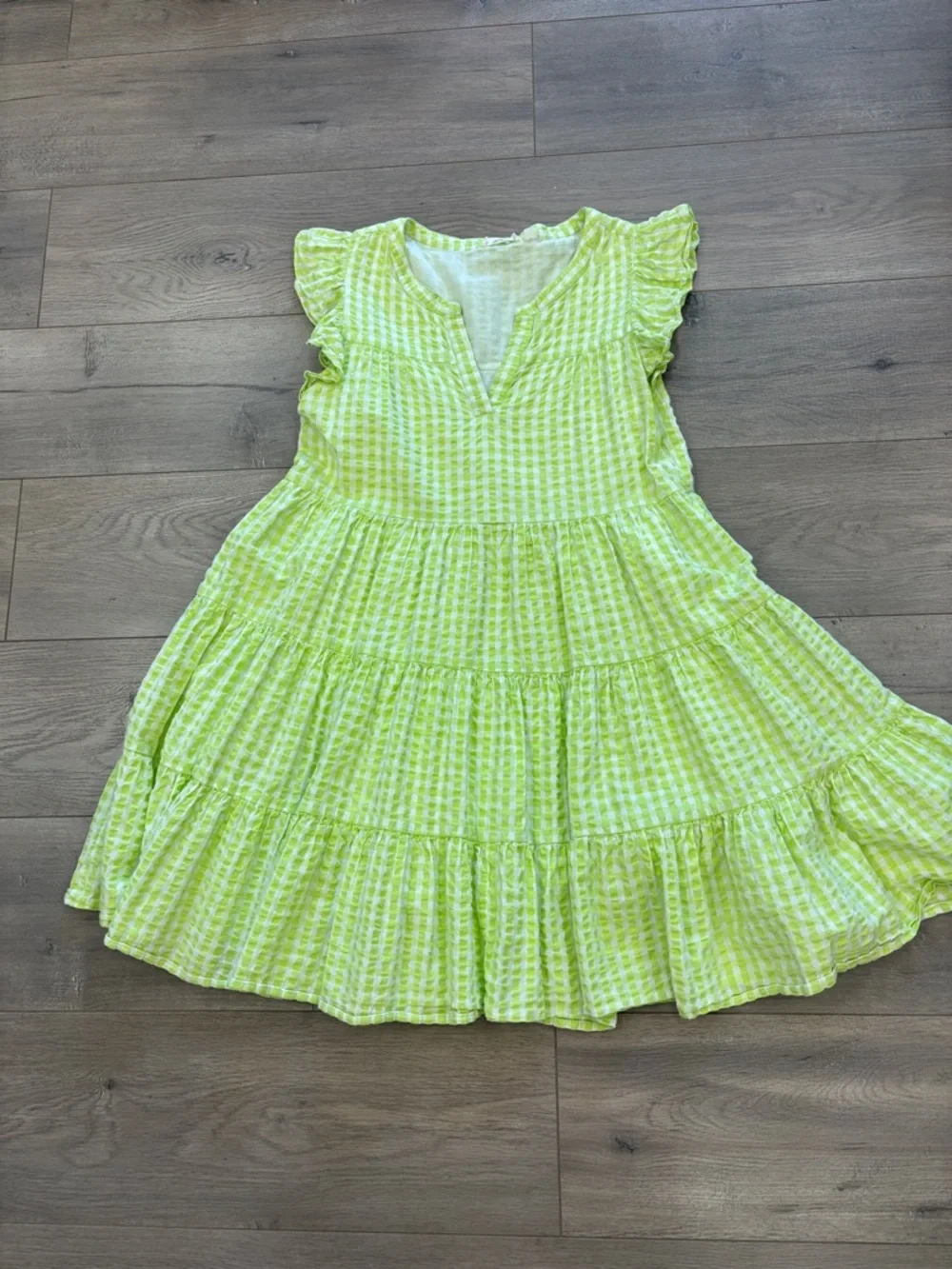 Roller Rabbit Lime Gingham Ruffle Mini Dress - Picture 4 of 10